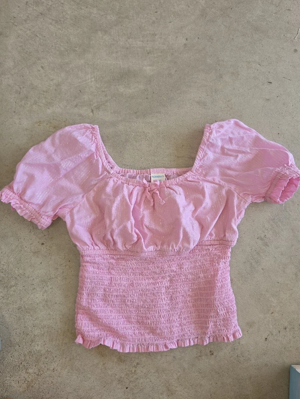 Girls Pink Smocked Shirt